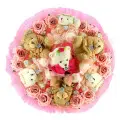 � озовый букет из мягких игрушек (мишки, 6 штук h 9 см. и 1 штука h 13 см.)