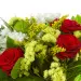 Букет цветов из красных роз, белой кустовой хризантемы, солидаго, салала и статицы №37 с доставкой.