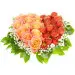 Букет-сердце из кремовых роз, рускуса, гипсофилы и клубники №90