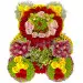 Букет-мишка из разноцветной хризантемы, разноцветных роз, разноцветной орхидеи и гиперикума №29
