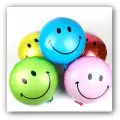 Воздушные разноцветные летающие шарики в виде Smiles (фольгированные, 18 дюймов, 5 штук).