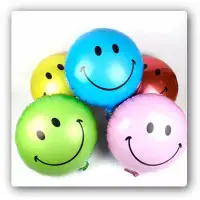 Воздушные разноцветные летающие шарики в виде Smiles (фольгированные, 18 дюймов, 5 штук).